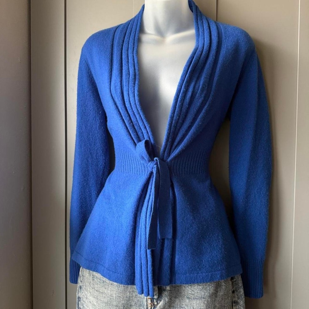 J.McLaughlin Royal Blue Tie Waist Cardigan Sweater Size S